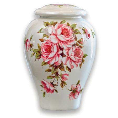 Rose Bouquet Ceramic Urn