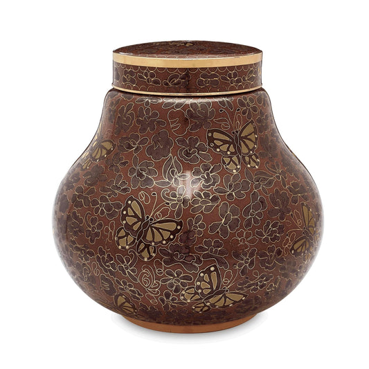 Cloisonné Amber Butterfly Urn