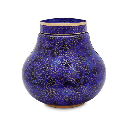 Cloisonné Blue Butterfly Urn