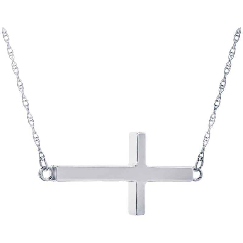 Jewelry Necklace Sterling Silver Sideways Cross